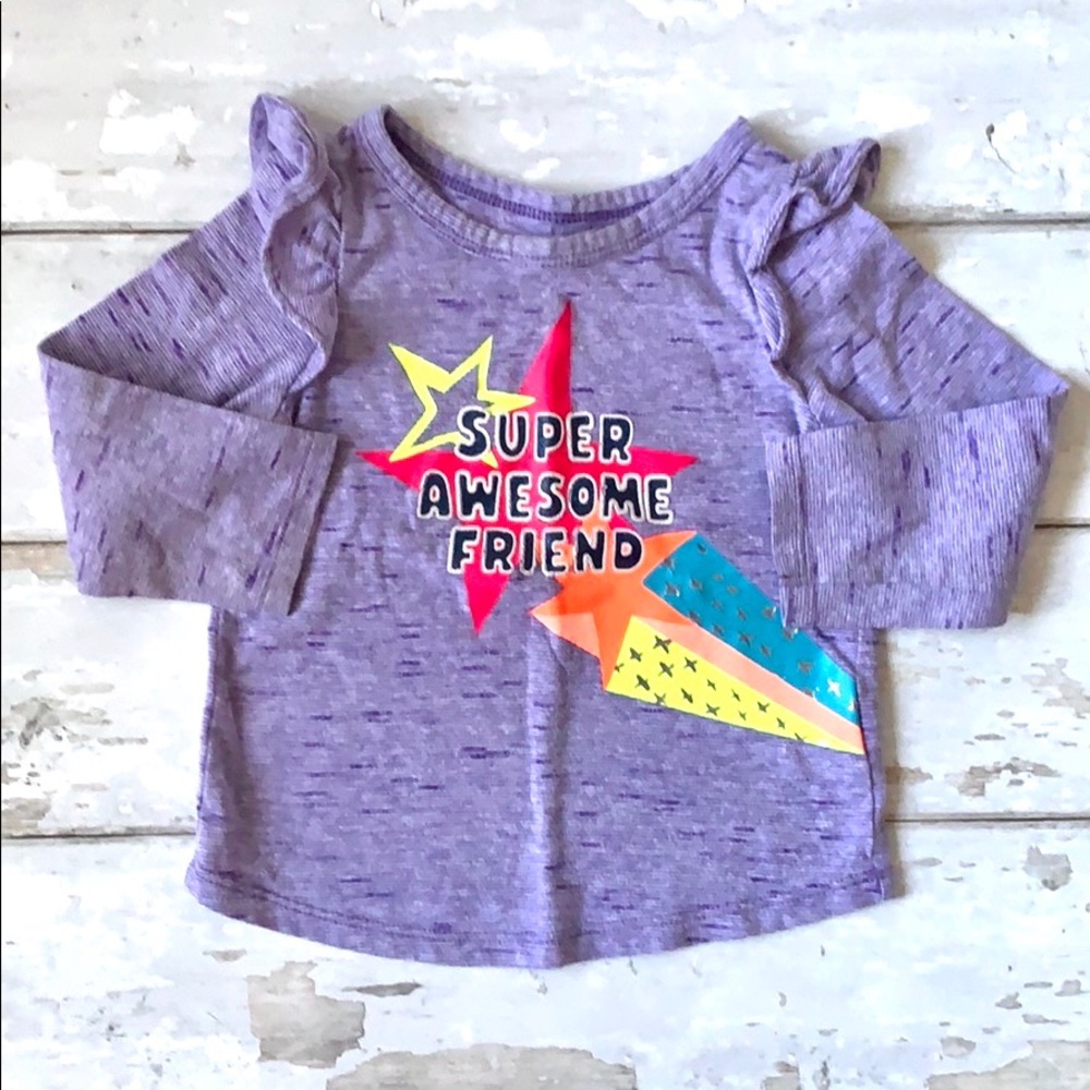Cat & Jack Girls 18m Shirt Purple Long Sleeve Rainbow Awesome Baby Toddler